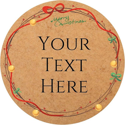 100-1000pcs Custom Stickers Merry Christmas Stickers Personalized Labels Adhesive Xmas Decorative Envelope Seals Stickers for Cards Gift Boxes (Round Kraft -8)