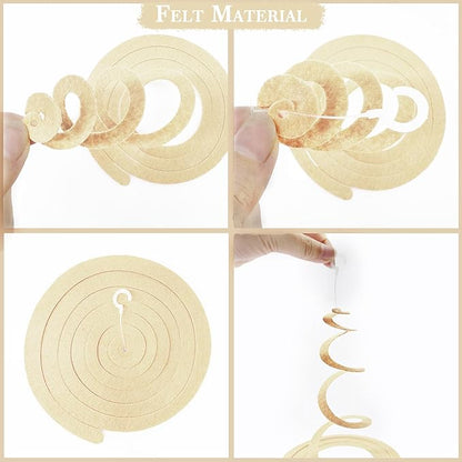 36 Pcs Jungle Hanging Swirl Decorations Sage Green Brown Beige Felt Swirl Streamer Spiral Ceiling Garland for Safari Jungle Woodland Wild One Birthday Neutral Baby Shower Party Decorations Supplies