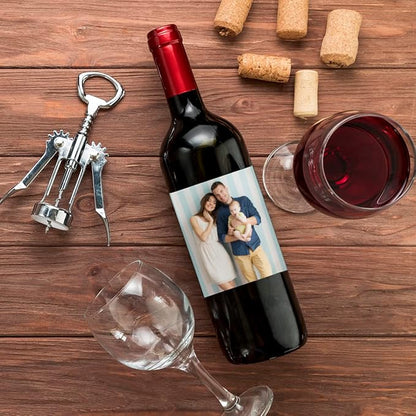 Andaz Press Bulk Photo Personalized Gift and Party Favors Collection, Wine Apple Cider Bottle Label Stickers, Custom Photo, 8-pack