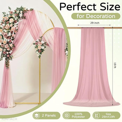 Wedding Arch Draping Fabric 29" x 19Ft Sheer Drapes for Backdrop Wedding Ceremony Reception Ceiling Decor Curtain Baby Bridal Shower Decoration (Dusty Rose, 2 Panels)