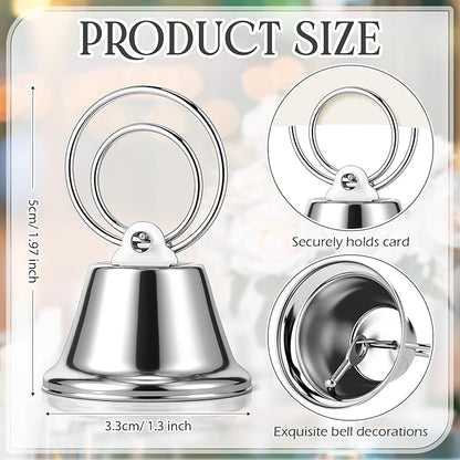 24 Pcs Table Number Holders Place Card Holders for Table 2 Inch Ring Clip Bell Number Holder Metal Picture Holder for Wedding Christmas Restaurant Home Photo Office Memo(Silver,Ring)