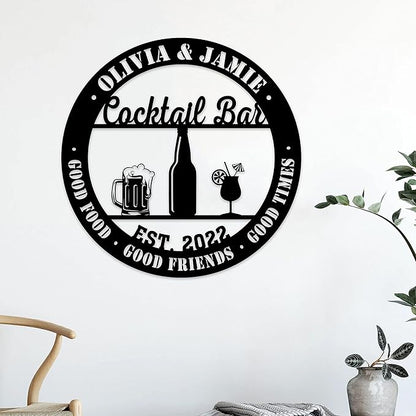 Personalized Cocktail Bar Metal Sign LED Lights, Cocktail Sign, Drinking Lounge, Cocktail Lovers Gift, Father Day Gift, Bar Decor for Home
