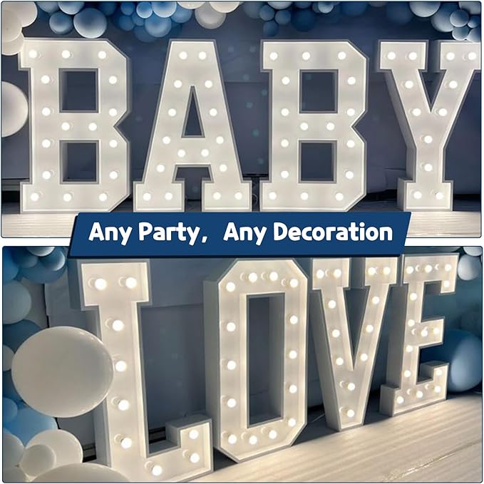 Marquee Letters 3 Feet Tall Large Light Up Letters Baby Shower Decorations Wedding Engagement Proposal White Party Decorations Marry Me Sign Big Cardboard Backdrop Q