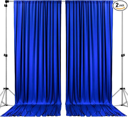 AK TRADING CO. 10 feet Wide x 12 feet Long Polyester Backdrop Drapes Curtains Panels with Rod Pockets - Wedding Ceremony Party Home Window Decorations - (Royal)