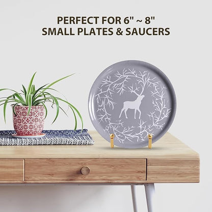 Plate Holder Easel Display Stand - 3 inch Metal Plate Stands for Display - Tabletop Picture Stand - Gold Iron Easels for Display Pictures | Photo Frames | Book | Decorative Plates | Plaque - 1 Pack