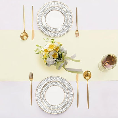 SHEJIZE 20 Pack White Satin Table Runner 12x108 Inches Long, Bright Silky Smooth Satin Table Runner Table Decor for Wedding Banquet Christmas Prom Event Birthday Party