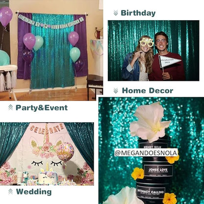 Eternal Beauty Teal Sequin Backdrop, 6x6 Ft Glitter Background Curtains for Shimmer Photography Party Wedding Birthday Back Drop Decor