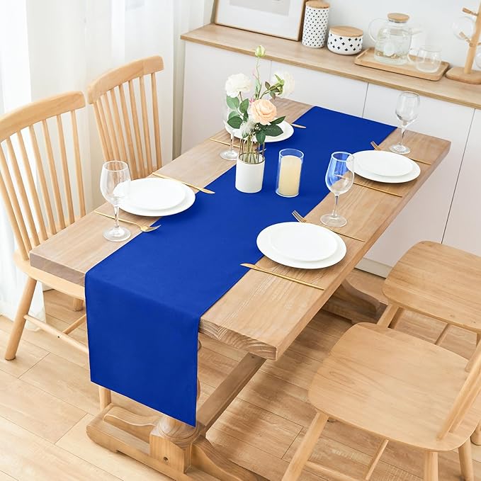 2 Pack Blue Table Runner 12 x 90 Inch Solid Color Farmhouse Runners Coffee Table Dresser for Daily Party Home Decoration