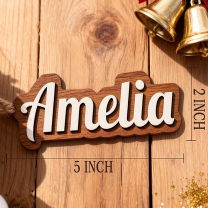 4Pcs Personalized Christmas Stocking Name Tags Custom Wooden Stocking Name Tag Customized Letters Tags Custom Xmas Stockings Hanging Tag Gifts for Christmas Stockings