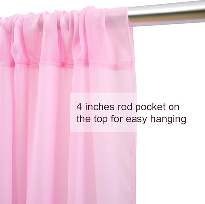 10ft x 10ft Pink Backdrop Curtains, Wrinkle-Free Sheer Chiffon Fabric Photo Backdrop Drapes for Wedding Arch Party Ceremony Stage Photography Decorations
