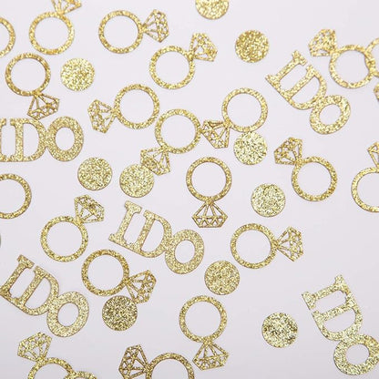 Gold Wedding Table Confetti,Glitter Paper Diamond Ring Confetti, I Do Engagement Party Table Scatter,Bachelorette Bridal Shower Party Decorations
