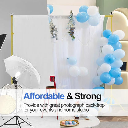 EMART Backdrop Stand 10x8.5ft(WxH) Photo Studio Adjustable Background Stand Support kit with 2 Crossbars, 8 Clamps, 2 Sandbags and Carry Bag for Parties, Events Decoration, Wedding -Titanium Gold