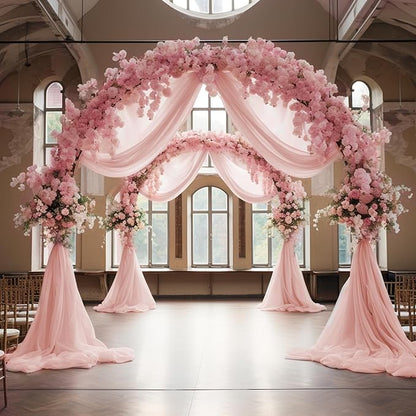 Wokceer Blush Wedding Arch Draping Fabric Backdrop 2 Panels 28.7" X 20FT Sheer Drapes Fabric for Wedding Arbor Ceremony Party
