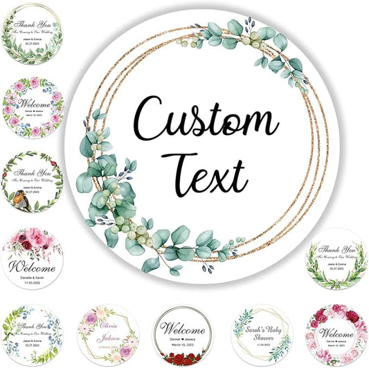 200 Pack Custom Stickers Personalized Labels for Business Logo Customized Vinyl Wedding Favors Birthday Baby Bridal Shower Make Your Own 1 Inch-10 Inch,lable-flower200