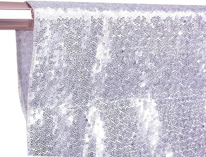 Poise3EHome 7Ft x 7Ft Silver Sequin Backdrop, Glitter Thick Satin Sequin Background Drapes, Sequence Xmas Thanksgiving Backdrop for Wedding Party Holiday Festival Decor