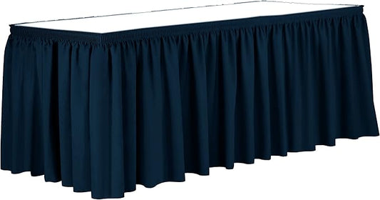 Ultimate Textile Pleat Polyester Fabric Table Skirt - Machine Washable Flame Resistant with Clips for Events, Weddings & Trade Shows, Cut & Sewn in Paterson, NJ - Lagoon, 7' Shirred Pleat