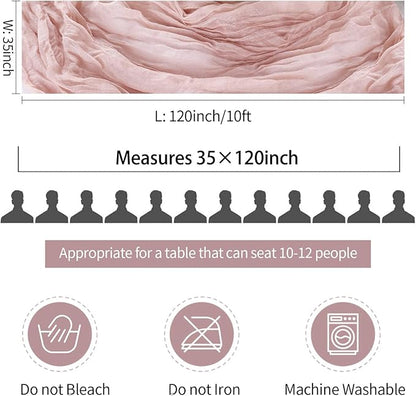 Dusty Pink Table Runner Cheese Cloth 10ft Gauze Runner Boho Cheesecloths Table Runner for Wedding Bridal Shower Birthday Sheer Fall Thanksgiving Boho Table Decoration