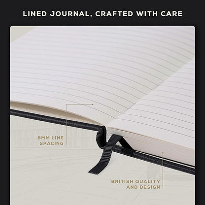 BEECHMORE BOOKS Lined Journal Notebook, 8.5 x 11.5 inch, A4 160 Lined Pages, Hardcover Leather Journals for Women, Men, Writing and Notebooks for Work - 120 GSM Thick Paper, Gifts Box Included