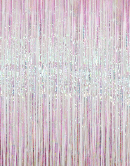 GOER 3.2 ft x 9.8 ft Metallic Tinsel Foil Fringe Curtains Party Photo Backdrop Party Streamers for Birthday,Graduation,New Year Eve Decorations Wedding Decor (Iridescent,5 pcs)