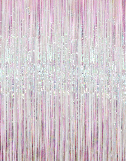 GOER 3.2 ft x 9.8 ft Metallic Tinsel Foil Fringe Curtains Party Photo Backdrop Party Streamers for Birthday,Graduation,New Year Eve Decorations Wedding Decor (Iridescent,1 Pack)