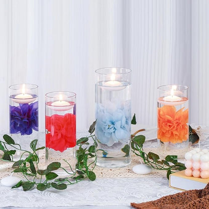 24 Pcs Floating Candles for Centerpieces and Floating Flowers Vase Fillers for Centerpieces Rose Red Artificial Flowers for Wedding Table Party Home Decoration
