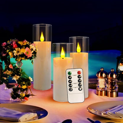 Flickering Flameless LED Candles, 24 Pcs Battery Operated Acrylic LED Pillar Candles with 4 Remote Controls & Timer Function - Safe for Home, Wedding, Outdoor Decor, Halloween, Christmas Party.