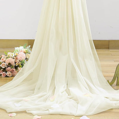Ivory Tulle Backdrop Curtain for Wedding Parties 10ft x 8ft Sheer Backdrop Curtains for Bridal Shower Birthday Baby Shower Photo Shoot Background Decorations 2 Panels 5ft x 8ft