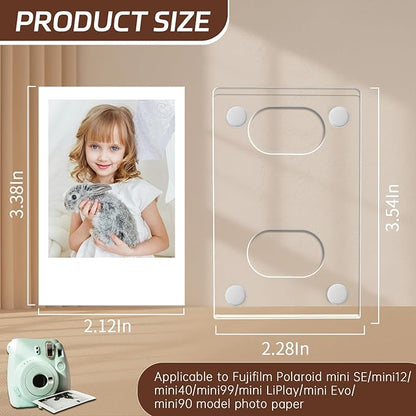 10Pack Magnetic Mini 2x3 Acrylic Picture Frames, Refrigerator Photo Frame Horizontal Vertical Compatible with Fujifilm Instax Polaroid Mini Film for Home Fridge Locker