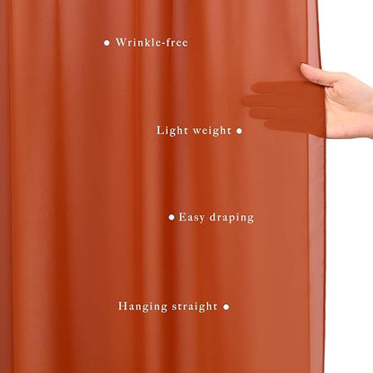 Wedding Arch Draping Fabric 4 Panels 20Ft Length x 28" Width Terracotta Photography Arch Drapes Chiffon Fabric Sheer Curtains Backdrop for Party Bridal Wedding Ceremony Ceiling Stage Reception Decor