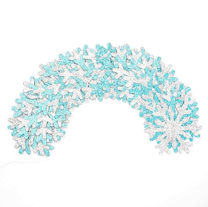 Snowflake-Snow Teal-Silver Christmas Party-Decoration Garland - 52ft Turquoise Winter Wonderland Frozen Ornaments Hanging Paper Streamers,New Years Birthday Baby Shower Wedding Ceiling Decor Hugfond