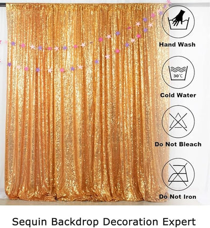 ShinyBeauty Sequin Gold Backdrop - 10x10FT for Photography, Wedding, Baby Photo Booth, Birthday Party & More