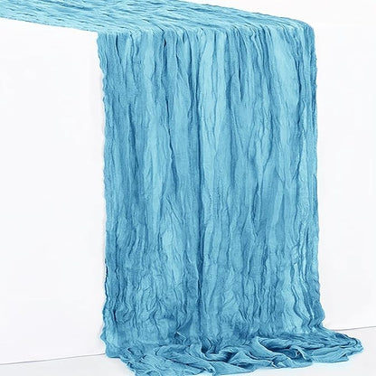 1 Pack Baby Blue Cheesecloth Table Runner 35x120 Inch 10Ft Rustic Gauze Cheese Cloth Table Runner Sheer Cheesecloth Table Runners for Wedding Party Bridal Shower Decoration