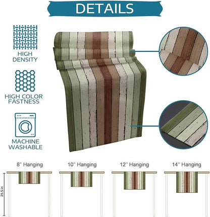 Sage Green Wooden Cotton Linen Table Runner for Dining Kitchen, Wedding Outdoor Party Tablerunners Decoration, Vintage Country Retro Distressed Grain Dresser Scarf Coffee Tablecloth Runners 13''x36''
