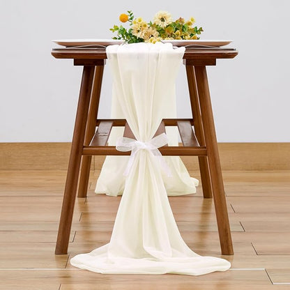 Wedding Arch Draping Fabric, 1 Panel 28" x 19Ft Ivory Arch Drapes Sheer Backdrop Curtain for Wedding Ceremony Party Ceiling Decor
