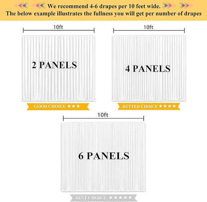 White Backdrop Curtains Wedding Background Drapes White Drapes for Backdrop Decoration Photography Video Studio Props 10x12FT TAYHQ001