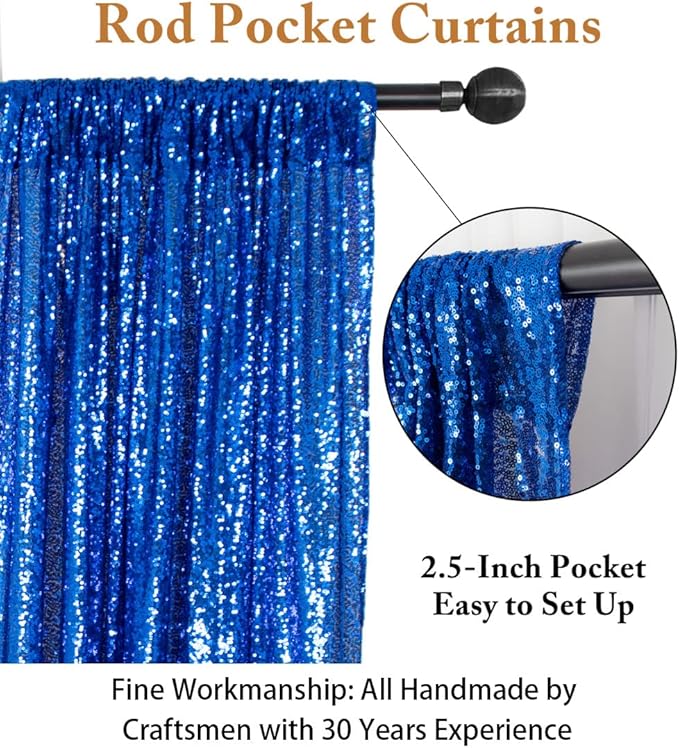 ShinyBeauty 20ftx10ft Sequins Fabric Backdrop Curtain-Royal Blue