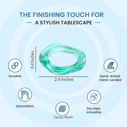 Epoxy Resin Spring Napkin Rings Set of 12 - Irregular Napkin Holders for Dining Table, Party Decor, Weddings, Everyday Use, Elegant Tabletop Accents (Multi Pastel) - CLEENTABLE