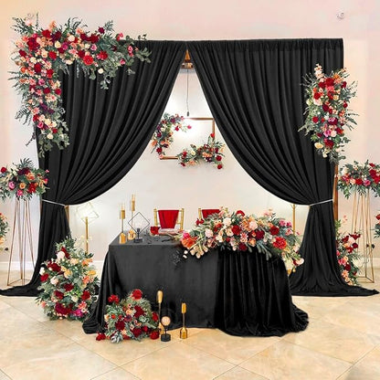 AK TRADING CO. 10 feet x 10 feet IFR Polyester Backdrop Drapes Curtains Panels with Rod Pockets - Wedding Ceremony Party Home Window Decorations - Black