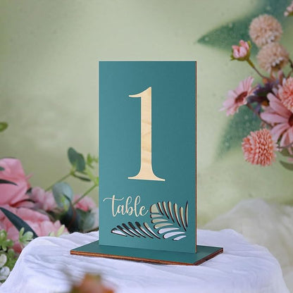 Wooden Table Numbers 1-15,3.2x5.8 Inch Double Sided Rustic Blue Wedding Table Number Signs with Wooden Base,Wedding Centerpieces for Banquet Restaurant Party Decor (Blue, 1-15)