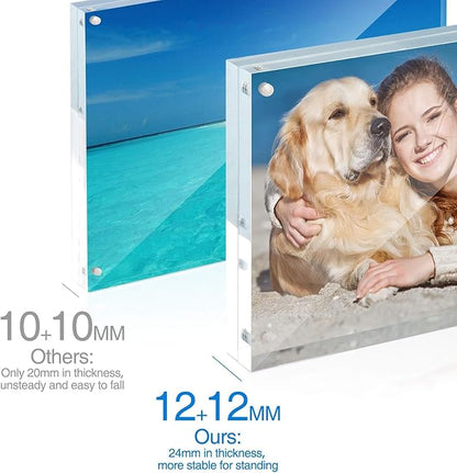 TWING 5x7 Acrylic Frame,75 Cases (20 Pack/Case) Pallet Package for Small Business,12+12MM Thicker Double Sided Acrylic Frame,Freestanding Clear Picture Frame for Desktop Display