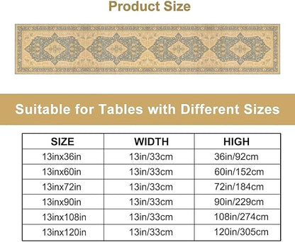 Boho Table Runner,Vintage Geometric Traditional Textured Rustic Farmhouse Bohemia for Home Farmhouse Kitchen Table Dining Coffee Room Garden Party Wedding Decor 13x90in
