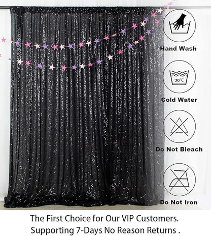 ShinyBeauty Sequin Backdrop- 5FTx10FT-Black-Sequin Photo Backdrop,Photo Booth Background,Sequence Christmas Backdrop Curtain