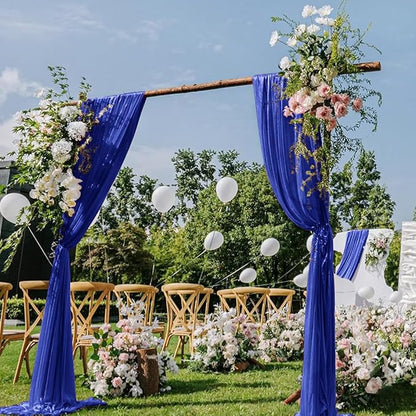 Royal Blue Wedding Arch Draping Fabric 29" x 20 FT Blue Wedding Drapes for Backdrop Sheer Curtains Drapes for Romantic Bridal Baby Shower Ceremony Birthday Party Fall Outdoor Events