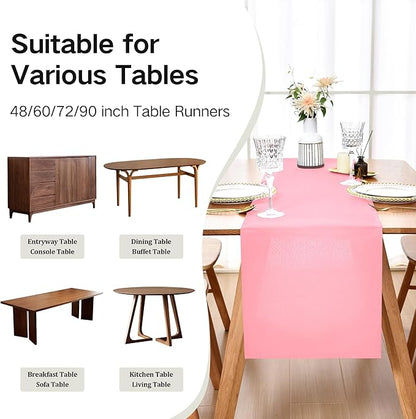 Farmhouse Pink Table Runner Dining Table Runners 48 Inches Long Coffee Table Runner for Dresser Living Room Bedroom Holiday Party Banquet 12X48 Inch