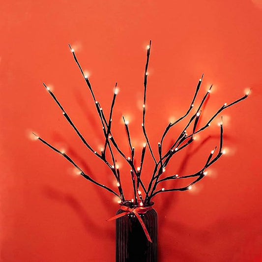 MENCH Branch Lights,3 Pcs Twig Light USB&Battery Powered 8 Flashing Modes by Remote Control.Branch Lights for Indoor, Light Up Decorations for Halloween Day and Christmas,Red
