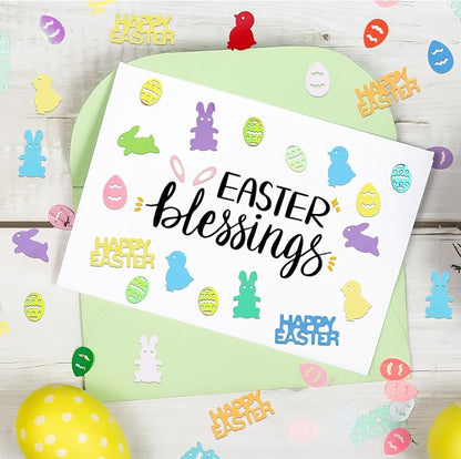 MARFOREVER Easter Confetti, Bunny Egg Rabbit Chicken Glitter Table Decorations Easter Party Scatter Metallic Foil Table Confetti Sprinkles for Happy Spring Party Supplies Decor