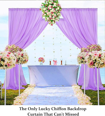 DUOBAO Lavender Wedding Backdrop Curtain Panels Photography Backdrops Drape 2-Pack 58"x96" Light Purple Sheer Chiffon Drapes for Ceremony Living Room Window Decor