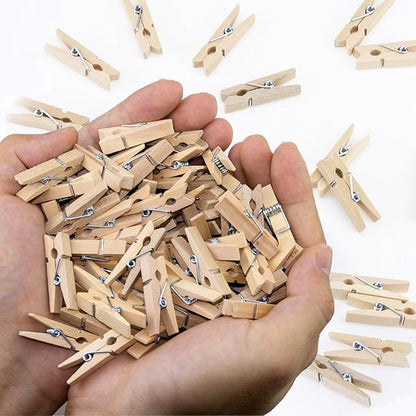 1.4 Inch Mini Clothes Pins for Photo, 130 Pcs Small Clothes Pins, Wooden Clothespins for Baby Shower, Party, Crafts DIY Project