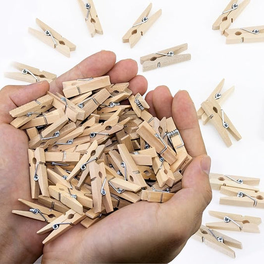 1.4 Inch Mini Clothes Pins for Photo, 130 Pcs Small Clothes Pins, Wooden Clothespins for Baby Shower, Party, Crafts DIY Project