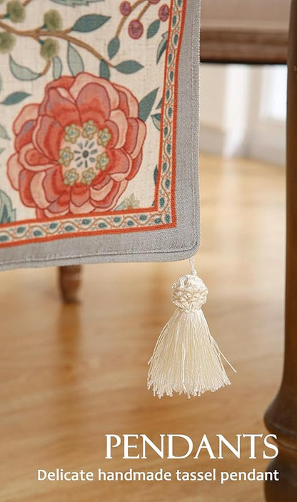 Farmhouse Floral Cloth Runner for Table,Decorative Linen 71 Inches Long Table Runners,Decor Tabletop for Kitchen,Dining,Tea Party,Home,Christmas,12"*71"